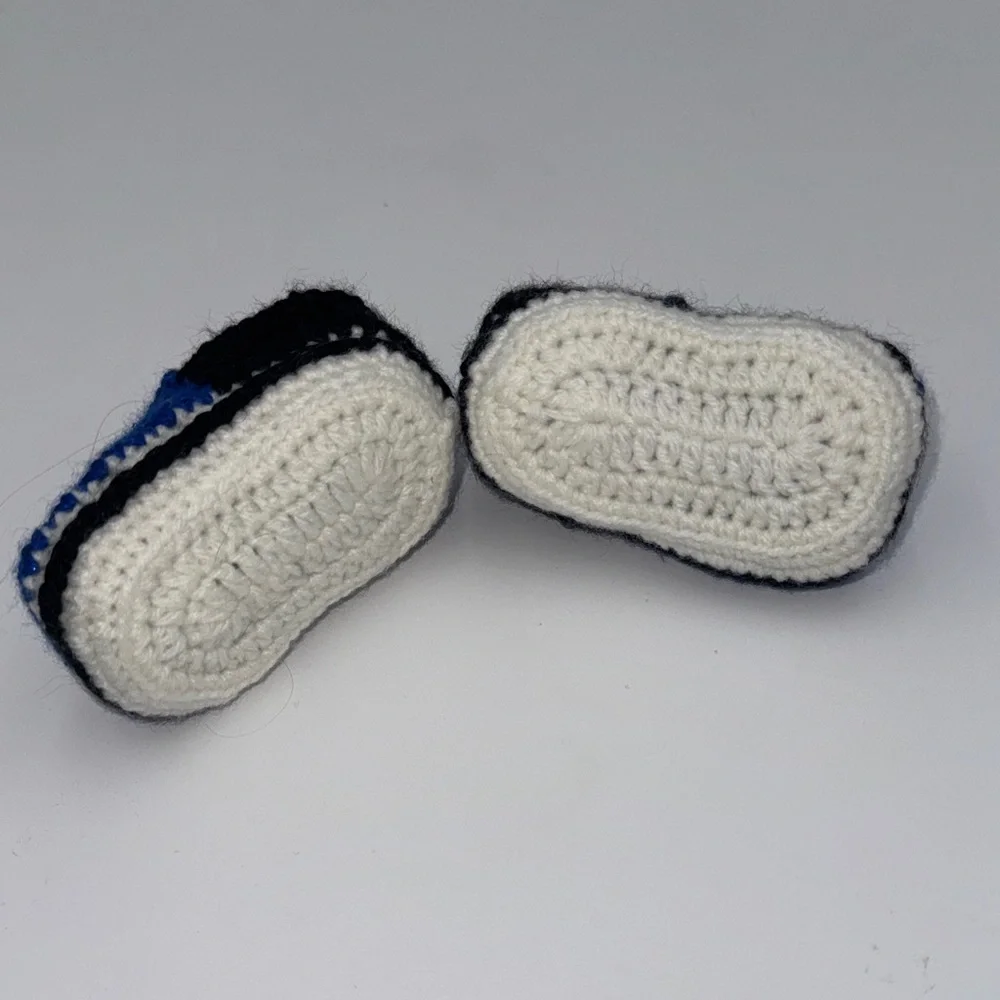 Handmade Blue and Black Kids Crochet Shoes